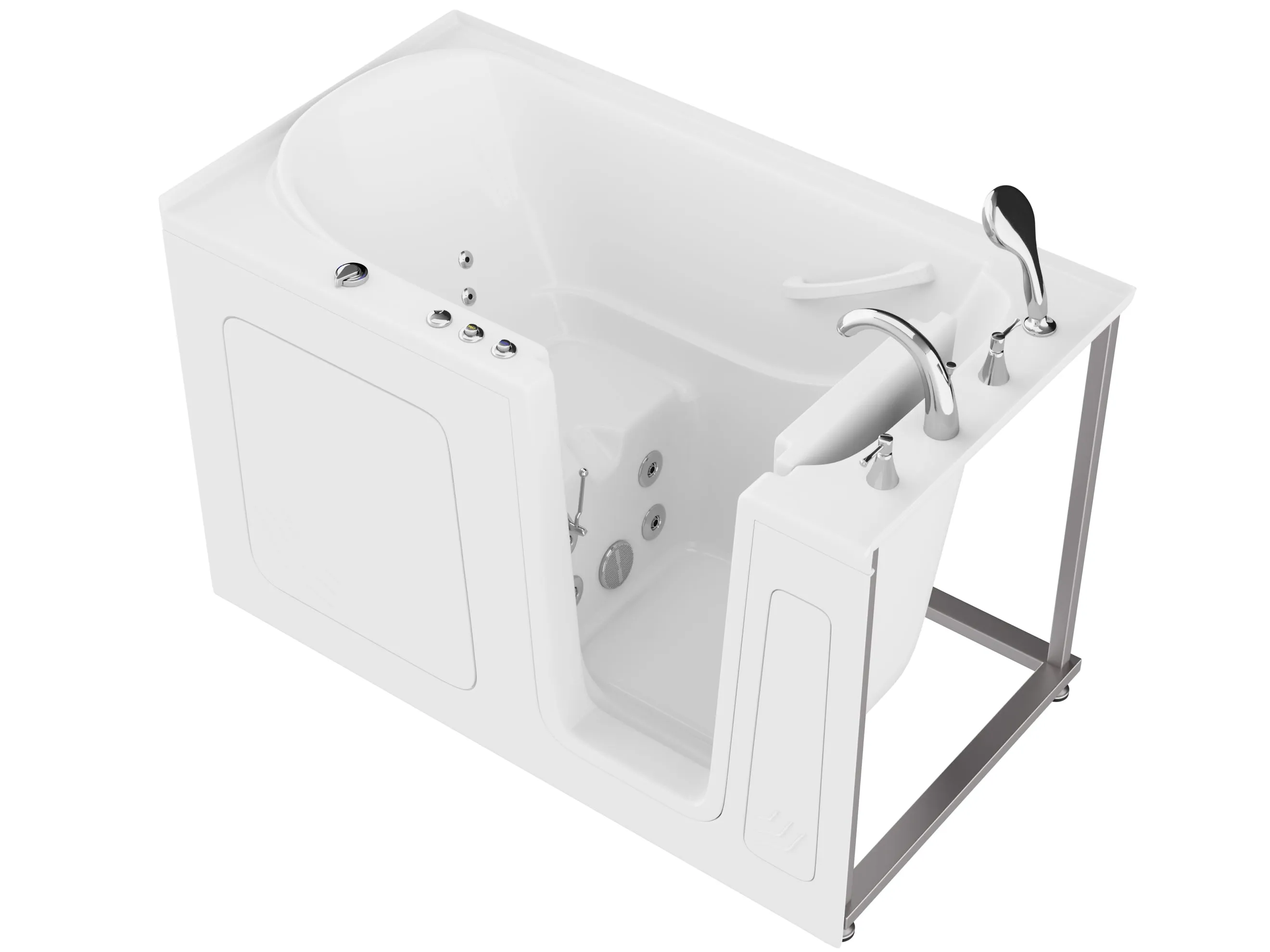 ANZZI 32 in. x 60 in. Right Drain Quick Fill Walk-In Whirlpool Tub with Powered Fast Drain in White