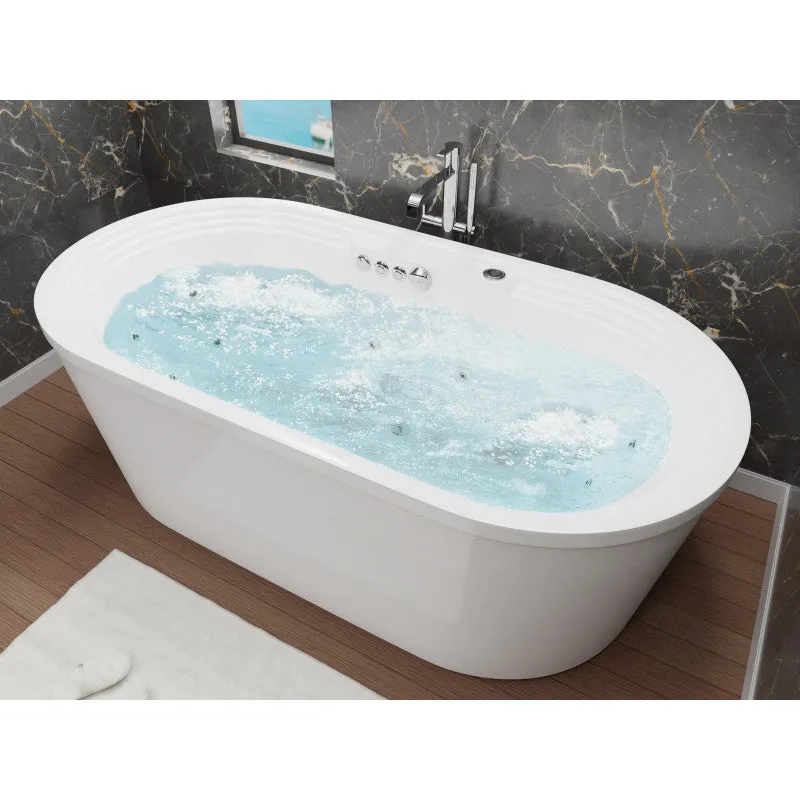 ANZZI Sofi 67 in. Center Drain Whirlpool and Air Bath Tub in White